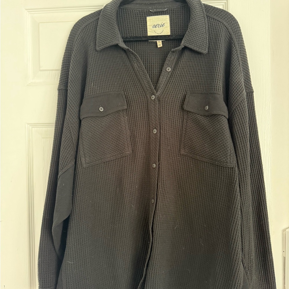 Aerie Black Ribbed Knit Top